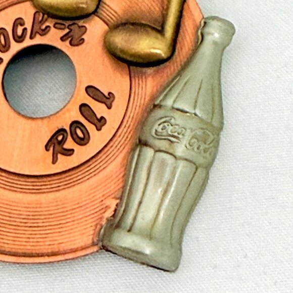 Vintage 1950s Rockabilly, Sock Hop Brooch Mixed Metals with C-Clasp - Picture 2 of 6